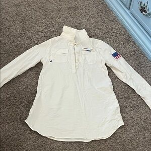 Vineyard Vines Cream Long Sleeve Dress seersucker harbor dress size M 10-12